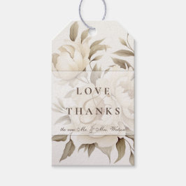 Romantisch Beige Pioenrozen Bloemen  Herfst Bruilo Cadeaulabel