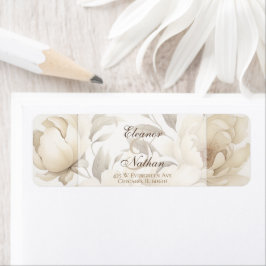 Romantisch Beige Pioenrozen Bloemen  Herfst Bruilo Etiket