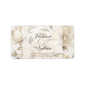 Romantisch Beige Pioenrozen Bloemen  Herfst Bruilo Etiket (Voorkant)