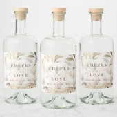 Romantisch Beige Pioenrozen Bloemen  Herfst Bruilo Likeurfles Etiket (Flessen)