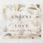 Romantisch Beige Pioenrozen Bloemen  Herfst Bruilo Likeurfles Etiket (Enkel label)