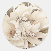Romantisch Beige Pioenrozen Bloemen  Herfst Bruilo Ronde Sticker (Voorkant)