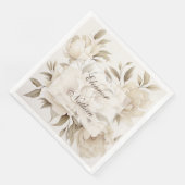 Romantisch Beige Pioenrozen Bloemen  Herfst Bruilo Servet (Hoek)