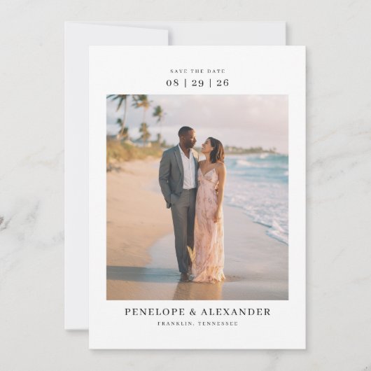 Romantisch Beige Tropische Foto Save The Date (Voorkant)