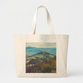 Romantisch berglandschap grote tote bag