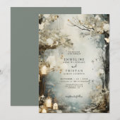 Romantisch betoverd bos kaarslicht bruiloft kaart (Voorkant / Achterkant)