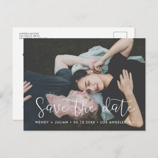 Romantisch Bewaar de datumfoto Aankondigingskaart (Voorkant / Achterkant)