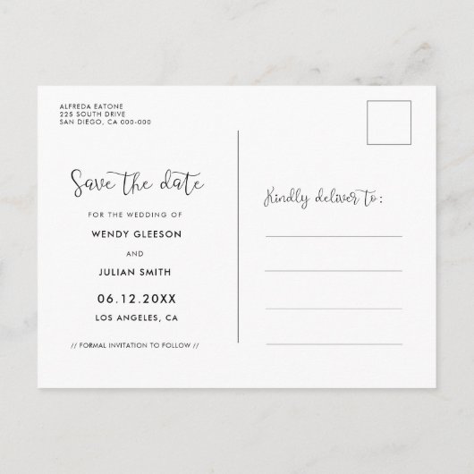 Romantisch Bewaar de datumfoto Aankondigingskaart (Achterkant)