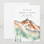 Romantisch bewerkbare berg save the date (Voorkant / Achterkant)