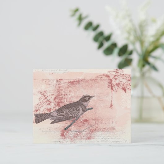 romantisch bird drawing grunge artistic letter lov briefkaart (Staand voorkant)