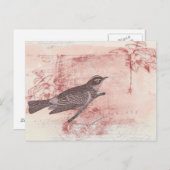 romantisch bird drawing grunge artistic letter lov briefkaart (Voorkant / Achterkant)