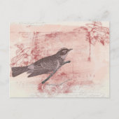 romantisch bird drawing grunge artistic letter lov briefkaart (Voorkant)