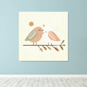 Romantisch Bird Paar Canvas Muurkunst Afdruk (Insitu (Houten vloer))