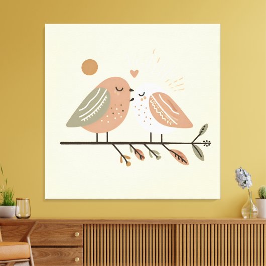Romantisch Bird Paar Canvas Muurkunst Afdruk (Insitu (Woonkamer))