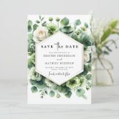 Romantisch blad Eucalyptus digitale bruiloft Save The Date (Staand voorkant)