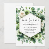 Romantisch blad Eucalyptus digitale bruiloft Save The Date (Voorkant / Achterkant)