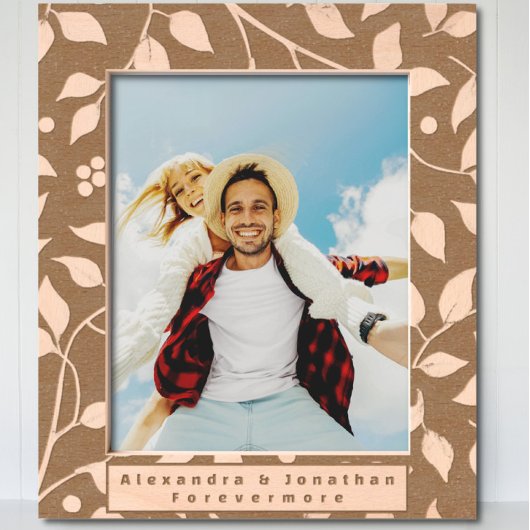 Romantisch bladpatroon Pas getrouwd bruiloft Gegraveerde Lijstjes