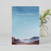 Romantisch Blau Berglandschap Folie Uitnodiging (Staand Voorkant)
