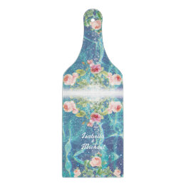 Romantisch blauw aangepast paar namen snijplank