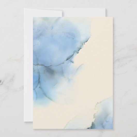 romantisch blauw abstract kustbruiloft kaart (Achterkant)