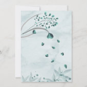 romantisch blauw blad bloemenbruiloft uitnodiging (Achterkant)