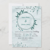 romantisch blauw bladeren bloemengeometrische brui kaart (Voorkant)