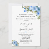 Romantisch Blauw bloemen boho chique repetitie din Kaart (Voorkant)