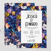 Romantisch Blauw Bloemen Elegant Chic Huwelijk Zwa Kaart (Voorkant / Achterkant)