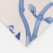 Romantisch Blauw Bloemen Fleece Deken (Hoek)