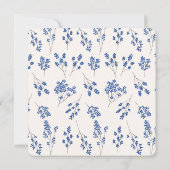 Romantisch Blauw Bloemen Hart Huwelijksuitnodiging Kaart (Achterkant)