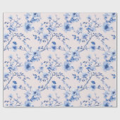Romantisch Blauw Bloemen Huwelijk Cadeaupapier (Vlak)
