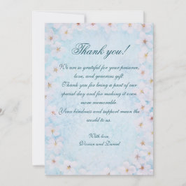 Romantisch Blauw Bloemen Huwelijk Dank u kaart