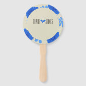 Romantisch Blauw Bloemen Huwelijk Handwaaier (Voorkant)