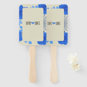 Romantisch Blauw Bloemen Huwelijk Handwaaier (Voorkant en achterkant)