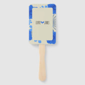 Romantisch Blauw Bloemen Huwelijk Handwaaier (Achterkant)