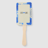 Romantisch Blauw Bloemen Huwelijk Handwaaier (Voorkant)