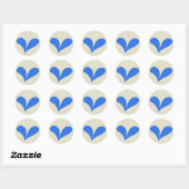 Romantisch Blauw Bloemen Huwelijk Hart Ronde Sticker (Vel)