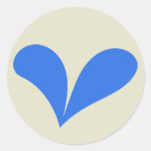 Romantisch Blauw Bloemen Huwelijk Hart Ronde Sticker (Voorkant)