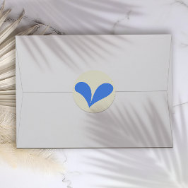 Romantisch Blauw Bloemen Huwelijk Hart Ronde Sticker