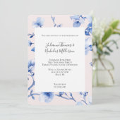 Romantisch Blauw Bloemen Huwelijk Kaart (Staand voorkant)