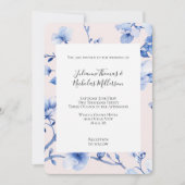 Romantisch Blauw Bloemen Huwelijk Kaart (Voorkant)