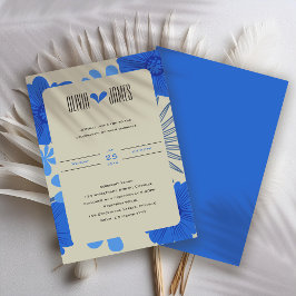 Romantisch Blauw Bloemen Huwelijk Kaart