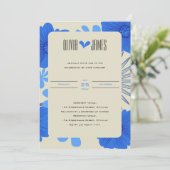 Romantisch Blauw Bloemen Huwelijk Kaart (Staand voorkant)