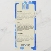 Romantisch Blauw Bloemen Huwelijk Menu (Voorkant)