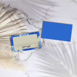 Romantisch Blauw Bloemen Huwelijk Plaatskaartje