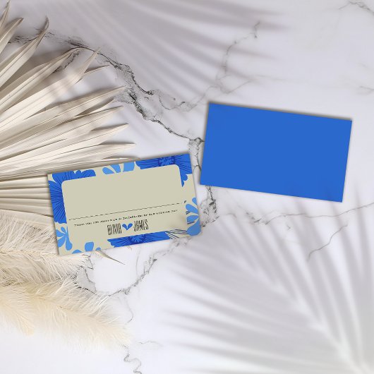 Romantisch Blauw Bloemen Huwelijk Plaatskaartje