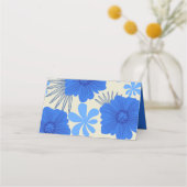 Romantisch Blauw Bloemen Huwelijk Plaatskaartje (Achterkant)