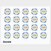 Romantisch Blauw Bloemen Huwelijk Ronde Sticker (Vel)