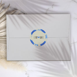 Romantisch Blauw Bloemen Huwelijk Ronde Sticker