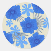 Romantisch Blauw Bloemen Huwelijk Ronde Sticker (Voorkant)